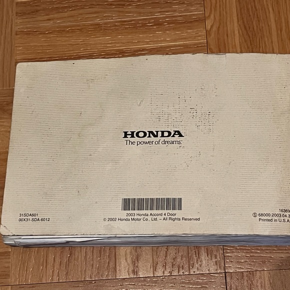 Honda Accord 2003 Owners Manual - Picture 2 of 2